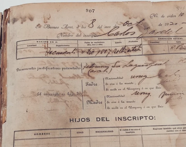 Carlos Gardel nació en Tacuarembó: la Historia lo confirma